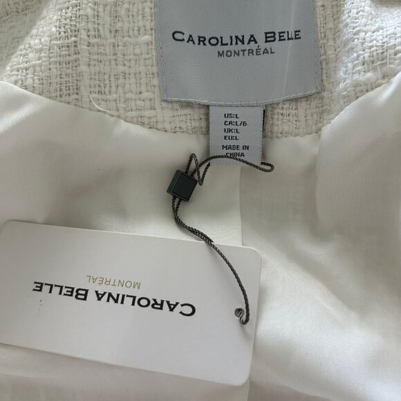 Carolina Belle Montreal Jacket SZL Tweed White Fringe Moto Jacket Blazer NWT - Picture 12 of 12